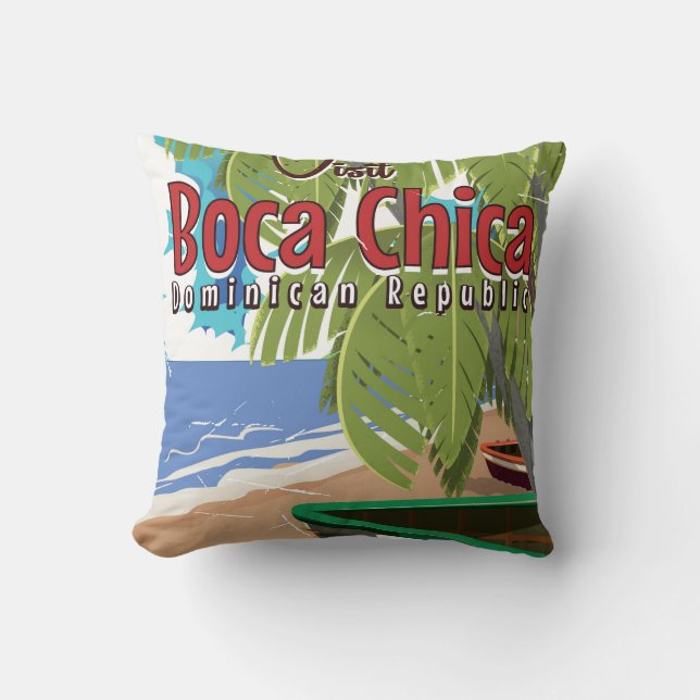 Coussin Boca Chica affiche de voyage vintage (Recto)