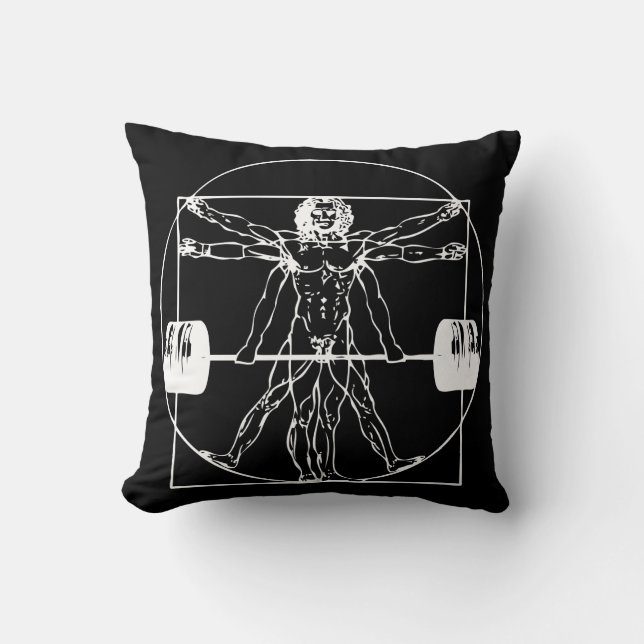 Coussin Bodybuilding - Vitruvian Barbell Man (Recto)