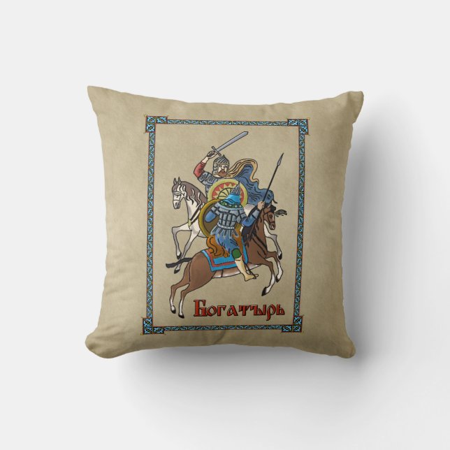 Coussin Bogatyr russe médiéval (Recto)
