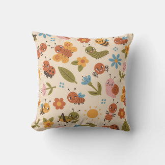 Coussin Bogue mignon Motif Insectes de bois pour enfants