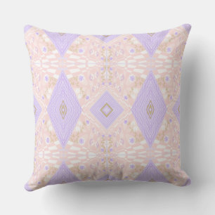Coussin Bohème Chintz Illustration Pastel Pink Lavender