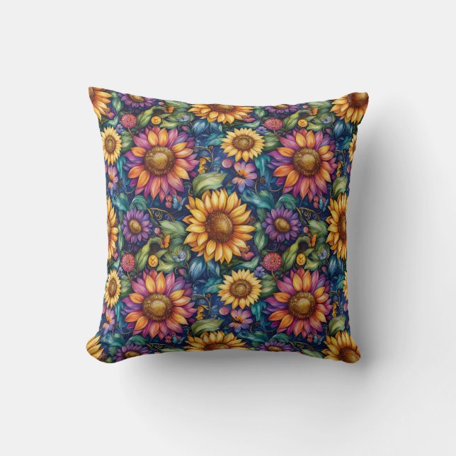 Coussin Bohème Floral Dreamscape Vibrant Motif (Recto)
