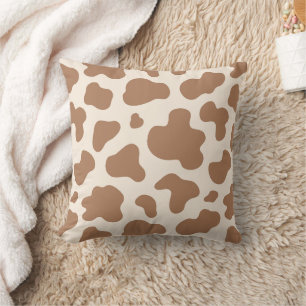 Coussin Bohème neutre imprimé vache western cowboy beige m