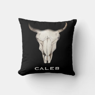 Coussin Bohème rustique bohémien vache taureau western cam