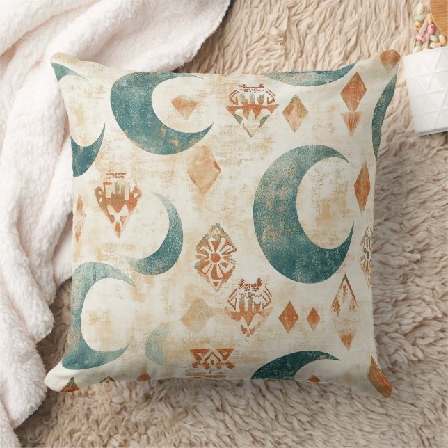 Coussin Bohème Rustique Lune Floral Botanique Terreux (Couverture)