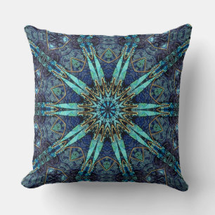 Coussin Bohème Turquoise Floral Star Motif Jeu d'oreiller