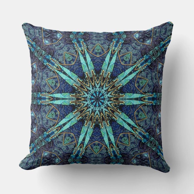 Coussin Bohème Turquoise Floral Star Motif Jeu d'oreiller (Recto)