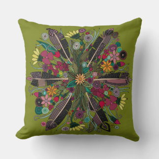 Coussin bohème vert posy