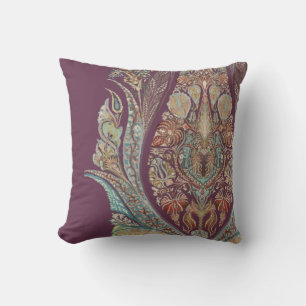 Coussin Bohème Vintage Purple Tribal Paisley Motif