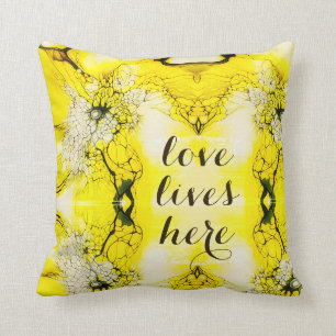 Coussin BOHÉMIEN BOUTTERFLY JAUNE NOIR LACINGThrow Coussi