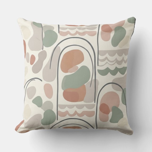 Coussin Boho Abstract Organic Shape Pillow - Earthy Terrac (Recto)