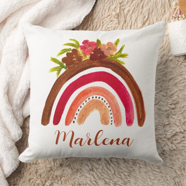 Coussin Boho Arc-en-ciel Floral Bohème couleur naturelle (Couverture)