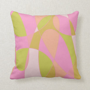 Coussin Boho Art Abstrait moderne   Vert citron vert rose