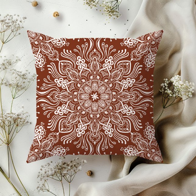 Coussin Boho Barkley Mandala Russet Red (Créateur téléchargé)