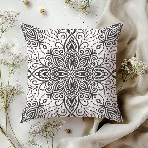 Coussin Boho Barrett Mandala éclipse noir