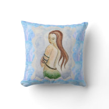Boho Beach Blue Ocean Mermaid Aquarelle