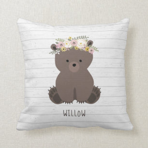 Coussin Boho Bear Grey Wood