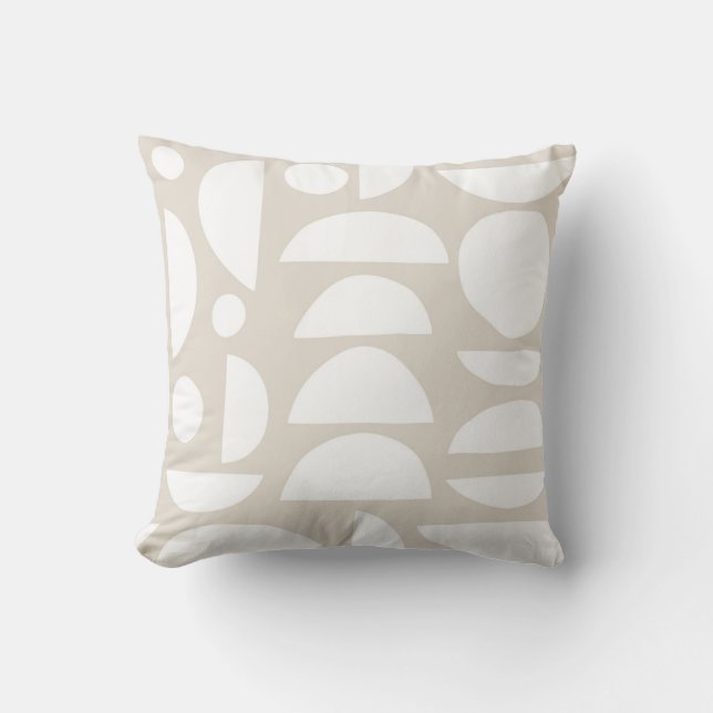 Coussin Boho Beige Abstrait Moon Phase (Recto)