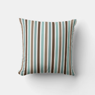Coussin Boho Blanc Bleu Marron Géométrique Rayures