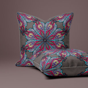 Coussin Boho Bloom en Greige Chaud