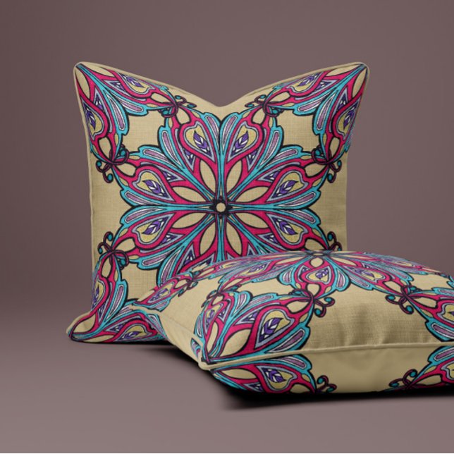 Coussin Boho Bloom en Or Jaune Chaud (Créateur téléchargé)