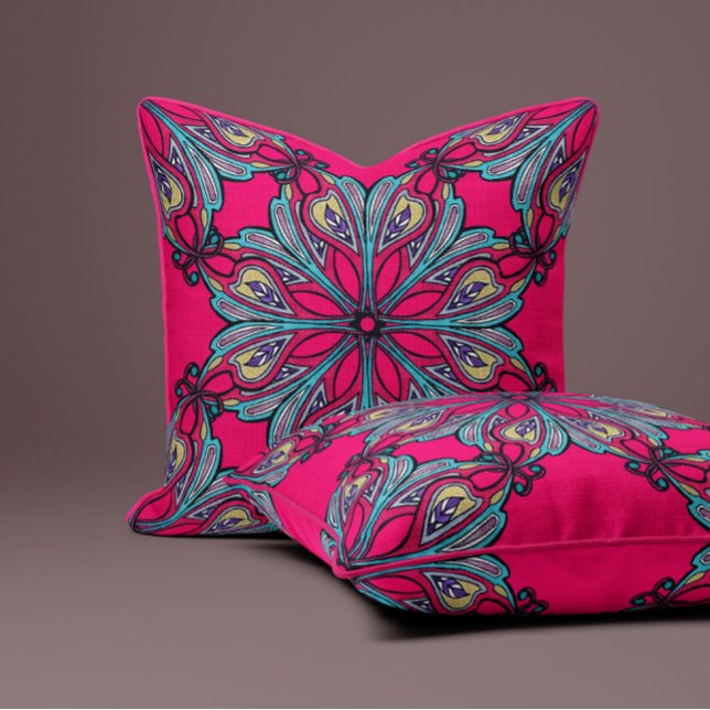 Coussin Boho Bloom en rose chaud (Créateur téléchargé)