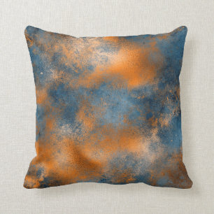 Coussin Boho Blue Copper Graphic Abstrait