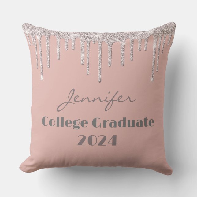 Coussin Boho Blush Pink College Diplômé Jeu d'oreiller (Recto)