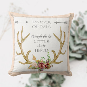 Coussin BOHO Bohemian Deer Antler Floral Baby Birth State