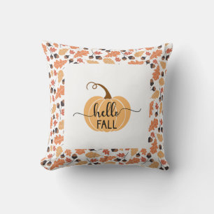 Coussin Boho Bonjour Automne Citrouille avec Feuilles d'Au