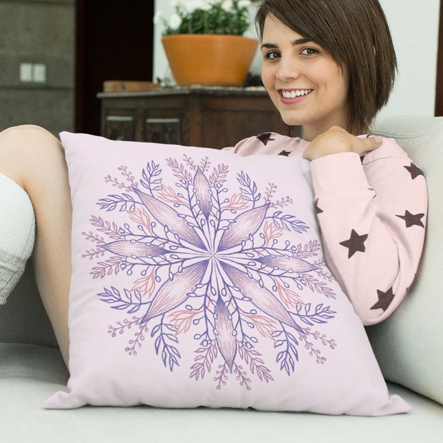 Coussin Boho Botanical Purple Imaginaire Fleur Mandala (Créateur téléchargé)