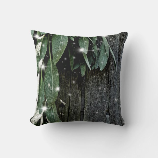 Coussin Boho botanique herbe feuille grange bois Twinkle L (Recto)