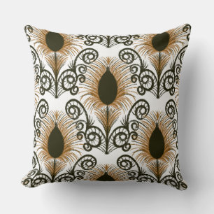 Coussin Boho Brown & or Bijou Tone Peacock Feather