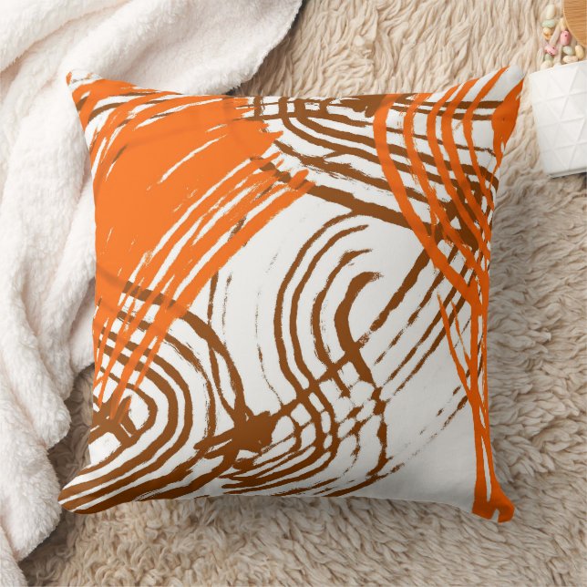 Coussin Boho Brown, Orange Abstract Design (Couverture)