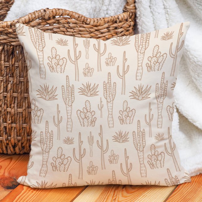 Coussin Boho Cactus Western Southern Desert Warm Neutral (Créateur téléchargé)