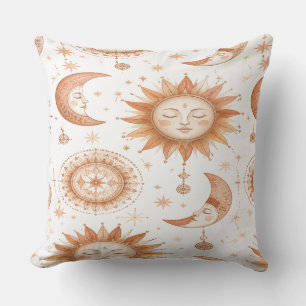 Coussin Boho Celestial Sun Moon Throw Pillow