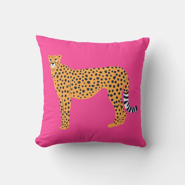 Coussin Boho Cheetah sur Bright Pink (Recto)