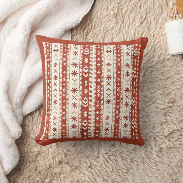 Coussin Boho Chestnut Red Doodles Abstraits (Couverture)