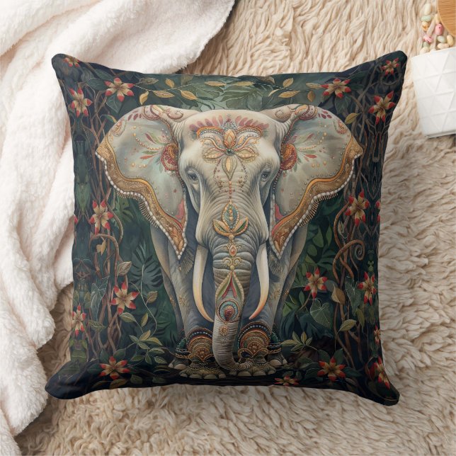 Coussin Boho Chic Elephant Bohemian Home Decor (Couverture)