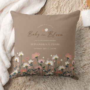 Coussin Boho Chic Fleur sauvage moderne bébé en fleurs dou