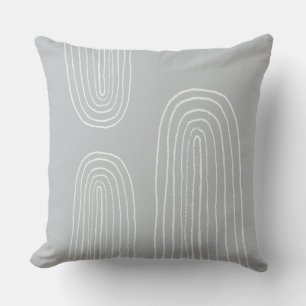 Coussin Boho Chic Milieu du Siècle Arc-en-Ciel Gris