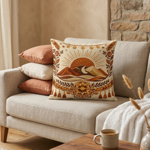 Coussin Boho Chic Soleil & Montagne