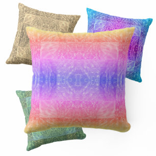 Coussin Boho Chic violet rose orange et jaune