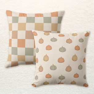 Coussin Boho Citrouille Réversible Halloween Automne Carre