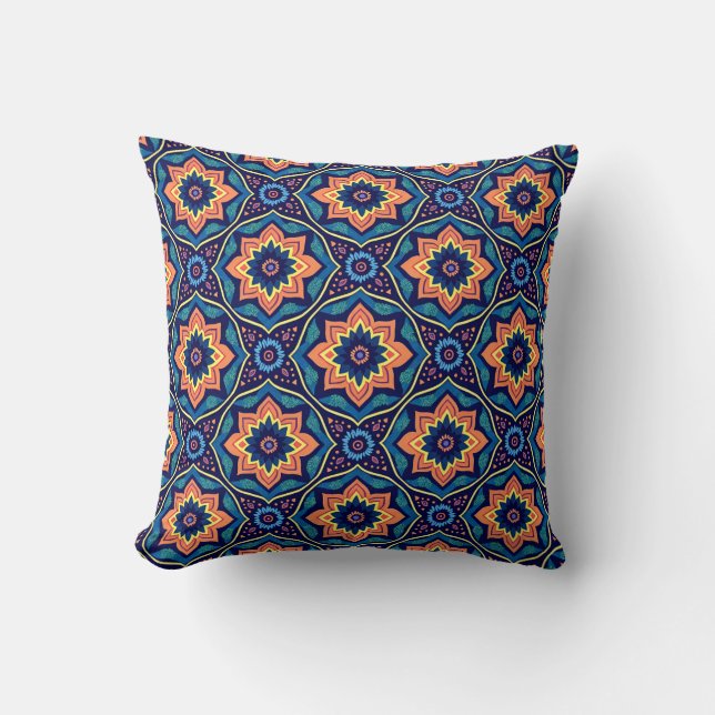 Coussin Boho coloré Chic motif floral (Recto)