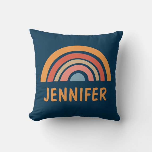 Coussin Boho coloré design arc-en-ciel (Recto)