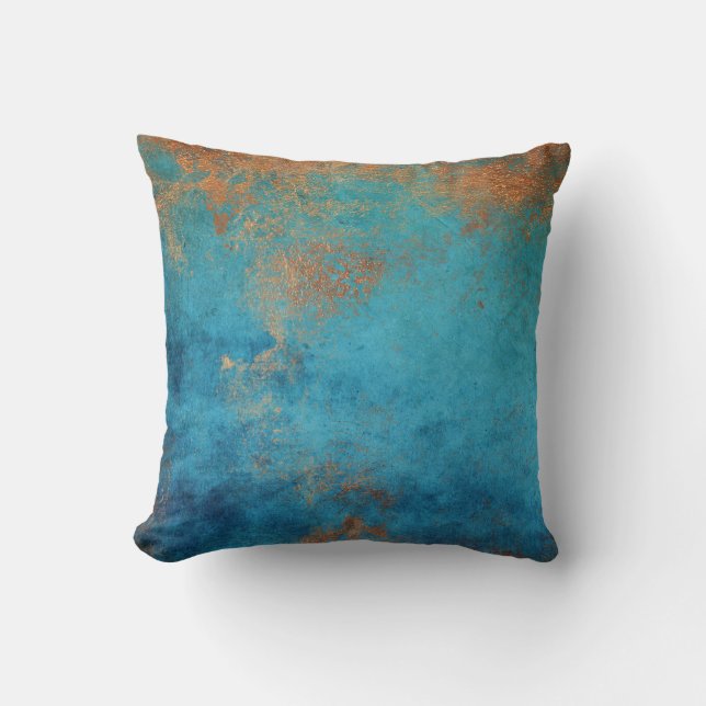 Coussin Boho Cuivre bleu rustique (Recto)