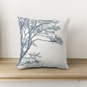 Coussin Boho d'arbre simple bleu