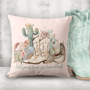 Coussin Boho désert cowgirl cowboy bottes de cowboy casque