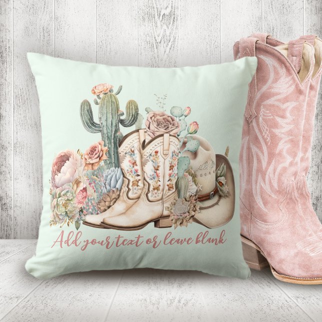 Coussin Boho désert cowgirl cowboy bottes de cowboy casque (Boho desert cowgirl cowboy boots cowboy hat throw pillow)